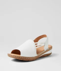 Women SUPERSOFT Comfort|Wedges-Barrina White Gum Leather Sandals