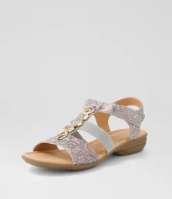 Women SUPERSOFT Comfort|Flats-Bartie Almond Foil Floral Suede Sandals