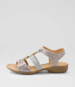 Women SUPERSOFT Comfort|Flats-Bartie Almond Foil Floral Suede Sandals