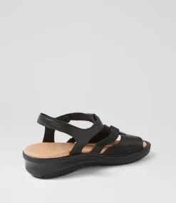 Women SUPERSOFT Comfort|Sandals-Bayi Black Leather Elastic Sandals