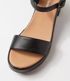 Women DIANA FERRARI Heels|Sandals-Bayker Black Leather Sandals