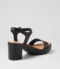Women DIANA FERRARI Heels|Sandals-Bayker Black Leather Sandals