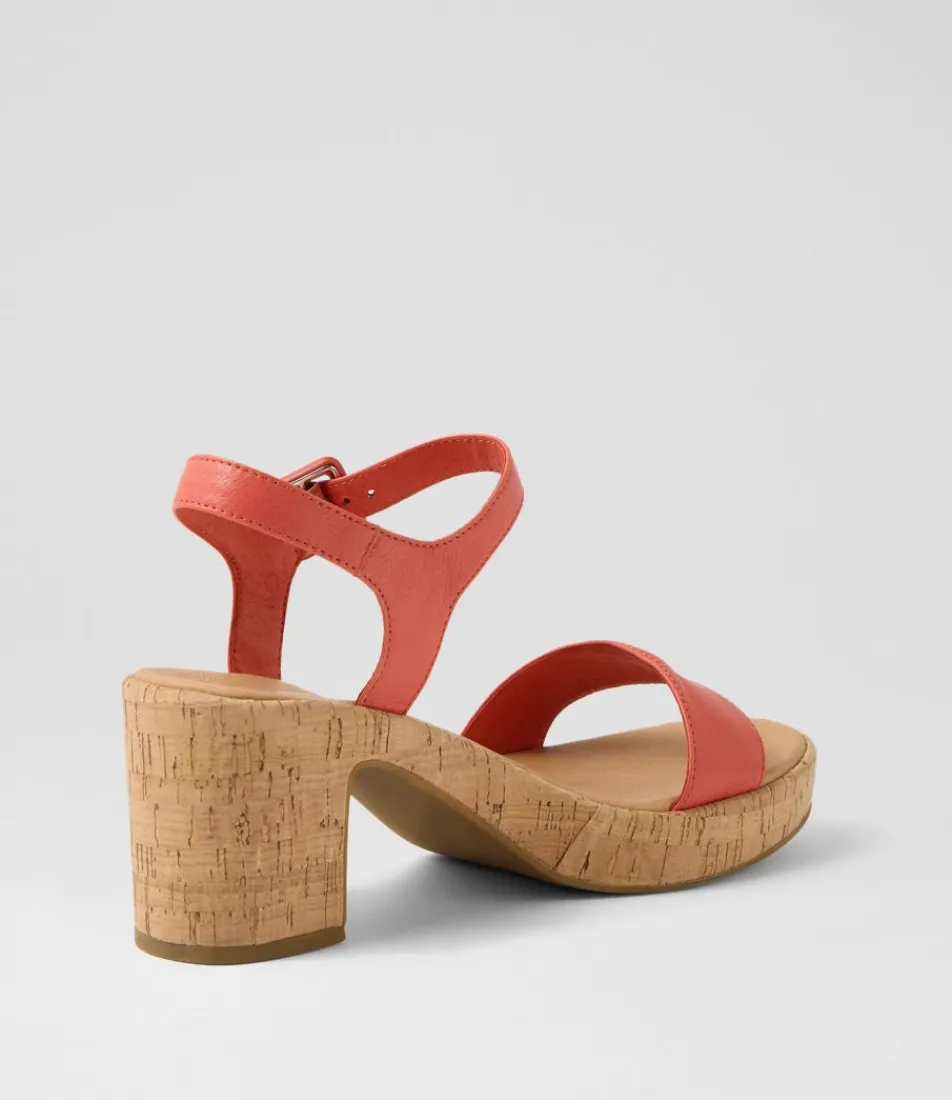 Women DIANA FERRARI Heels|Sandals-Bayker Burnt Orange Cork Leather Sandals