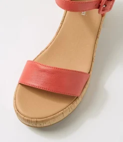 Women DIANA FERRARI Heels|Sandals-Bayker Burnt Orange Cork Leather Sandals