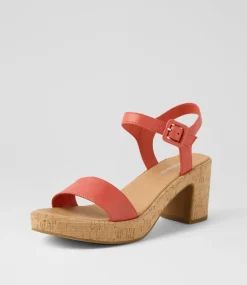 Women DIANA FERRARI Heels|Sandals-Bayker Burnt Orange Cork Leather Sandals