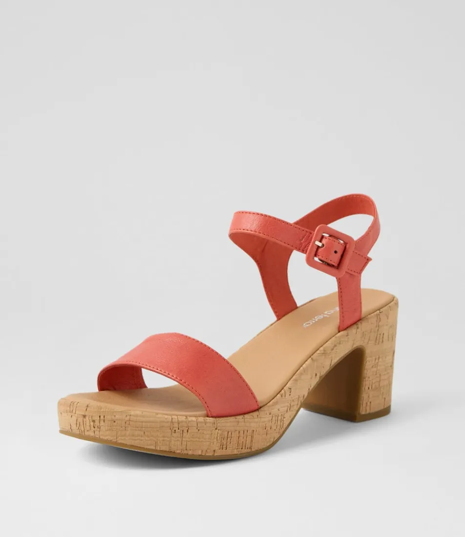 Women DIANA FERRARI Heels|Sandals-Bayker Burnt Orange Cork Leather Sandals