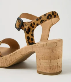Women DIANA FERRARI Heels|Sandals-Bayker Leopard Cork Leather Sandals
