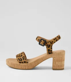 Women DIANA FERRARI Heels|Sandals-Bayker Leopard Cork Leather Sandals