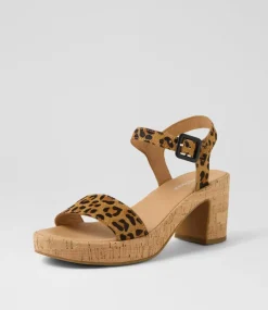 Women DIANA FERRARI Heels|Sandals-Bayker Leopard Cork Leather Sandals