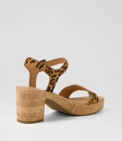 Women DIANA FERRARI Heels|Sandals-Bayker Leopard Cork Leather Sandals