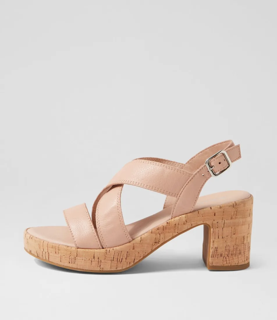 Women DIANA FERRARI Heels|Sandals-Baynie Dark Nude Cork Leather Sandals
