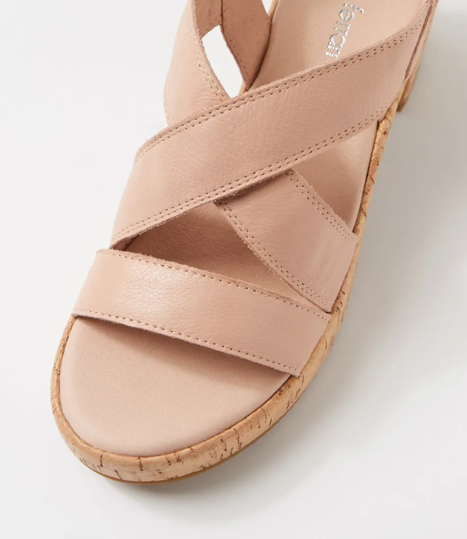 Women DIANA FERRARI Heels|Sandals-Baynie Dark Nude Cork Leather Sandals