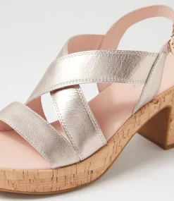 Women DIANA FERRARI Sandals|Heels-Baynie Platino Cork Leather Sandals