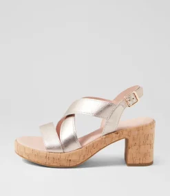 Women DIANA FERRARI Sandals|Heels-Baynie Platino Cork Leather Sandals