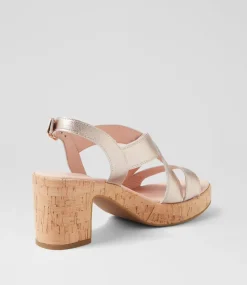 Women DIANA FERRARI Sandals|Heels-Baynie Platino Cork Leather Sandals
