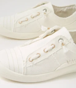 Women BLOWFISH Sneakers-Beachside White Cream Fabric Sneakers