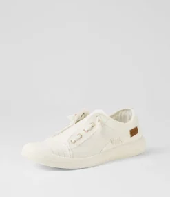Women BLOWFISH Sneakers-Beachside White Cream Fabric Sneakers
