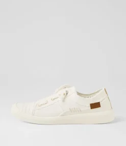 Women BLOWFISH Sneakers-Beachside White Cream Fabric Sneakers
