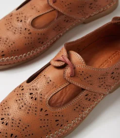 Women DIANA FERRARI Flats-Beadee Tan Leather Lace Up Flats