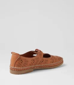 Women DIANA FERRARI Flats-Beadee Tan Leather Lace Up Flats