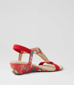 Women I LOVE BILLY Wedges|Heels-Beatriz Red Botanic Patent PU Sandals