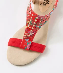 Women I LOVE BILLY Wedges|Heels-Beatriz Red Botanic Patent PU Sandals