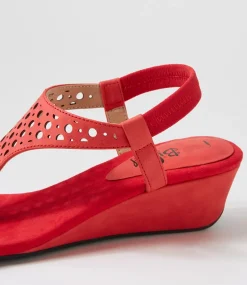 Women I LOVE BILLY Wedges|Heels-Beatriz Red Nubuck Pu Sandals