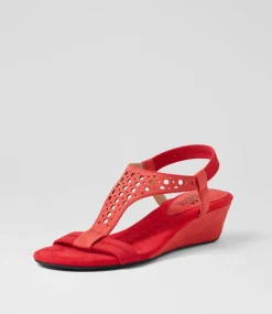 Women I LOVE BILLY Wedges|Heels-Beatriz Red Nubuck Pu Sandals