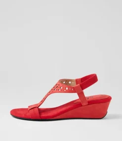 Women I LOVE BILLY Wedges|Heels-Beatriz Red Nubuck Pu Sandals