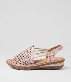 Women SUPERSOFT Sandals-Bebi Pansy Print Leather Sandals