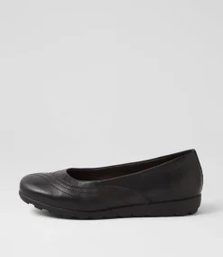 Women SUPERSOFT Comfort|Flats-Beca Black Wide Fit Leather Ballet Flats