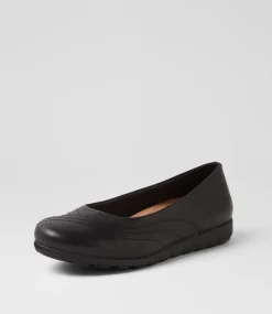 Women SUPERSOFT Comfort|Flats-Beca Black Wide Fit Leather Ballet Flats