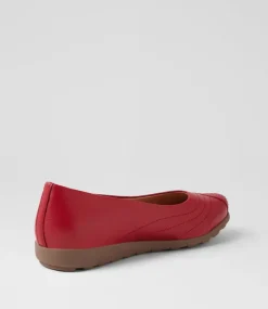 Women SUPERSOFT Comfort|Flats-Beca Dark Red Wide Fit Leather Ballet Flats