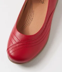 Women SUPERSOFT Comfort|Flats-Beca Dark Red Wide Fit Leather Ballet Flats