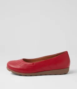 Women SUPERSOFT Comfort|Flats-Beca Dark Red Wide Fit Leather Ballet Flats