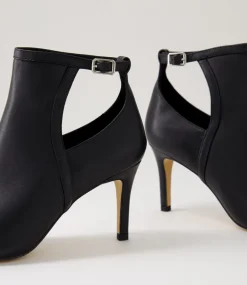 Women TOP END Boots-Beda Black Leather Ankle Boots