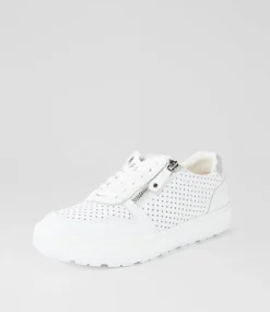 Women SUPERSOFT Sneakers-Belindia White Silver Leather Sneakers