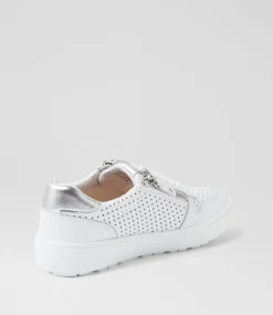 Women SUPERSOFT Sneakers-Belindia White Silver Leather Sneakers