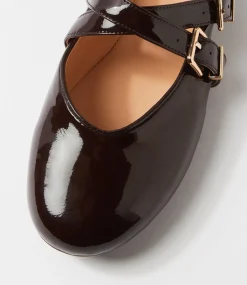 Women TOP END Flats-Belody Choc Patent Leather Ballet Flats