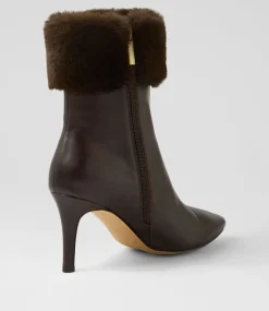 Women TOP END Boots-Belos Choc Leather Fur Ankle Boots