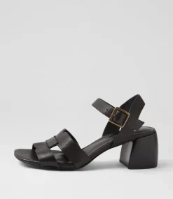 Women DIANA FERRARI Heels|Sandals-Belson Black Leather Sandals