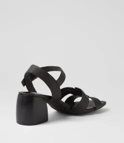 Women DIANA FERRARI Heels|Sandals-Belson Black Leather Sandals