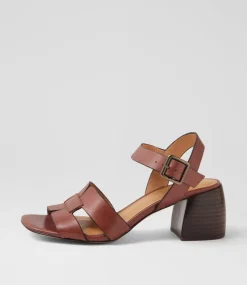 Women DIANA FERRARI Heels|Sandals-Belson Walnut Dark Brown Leather Sandals