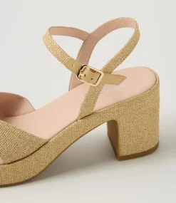 Women DIANA FERRARI Heels|Sandals-Bencer Natural Woven Sandals