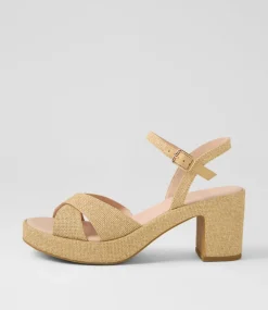 Women DIANA FERRARI Heels|Sandals-Bencer Natural Woven Sandals