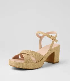 Women DIANA FERRARI Heels|Sandals-Bencer Natural Woven Sandals