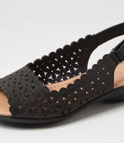 Women SUPERSOFT Comfort|Flats-Benisie Black Leather Sandals