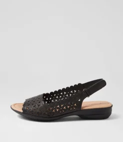 Women SUPERSOFT Comfort|Flats-Benisie Black Leather Sandals