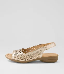 Women SUPERSOFT Comfort|Flats-Benisie Rose Gold Gum Leather Sandals