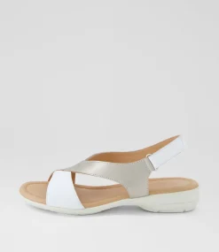 Women SUPERSOFT Comfort|Flats-Bensin White Prosecco Leather Sandals